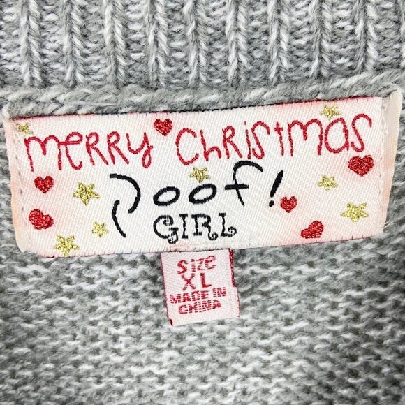 POOF | Gray Crewneck Knit Sweater Sequin Elf Girls XL - Picture 4 of 7